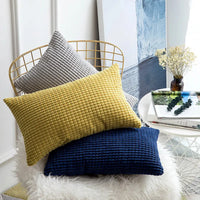Corduroy Lumbar Throw Pillow Cover 30x50cm | Soft Rectangular Cushion Case