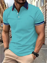 Contrast Color Striped Polo Shirt | Men’s Casual Short Sleeve Summer Top