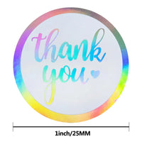 50-500pcs Rainbow Laser Thank You Stickers 1 Inch White Thank You Small Business Sticker For Crafts Gift Packaging