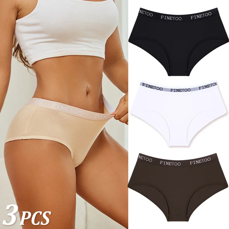 Set de 3 Panties de Algodón con Cinturón de Letras - Ropa Interior Sexy