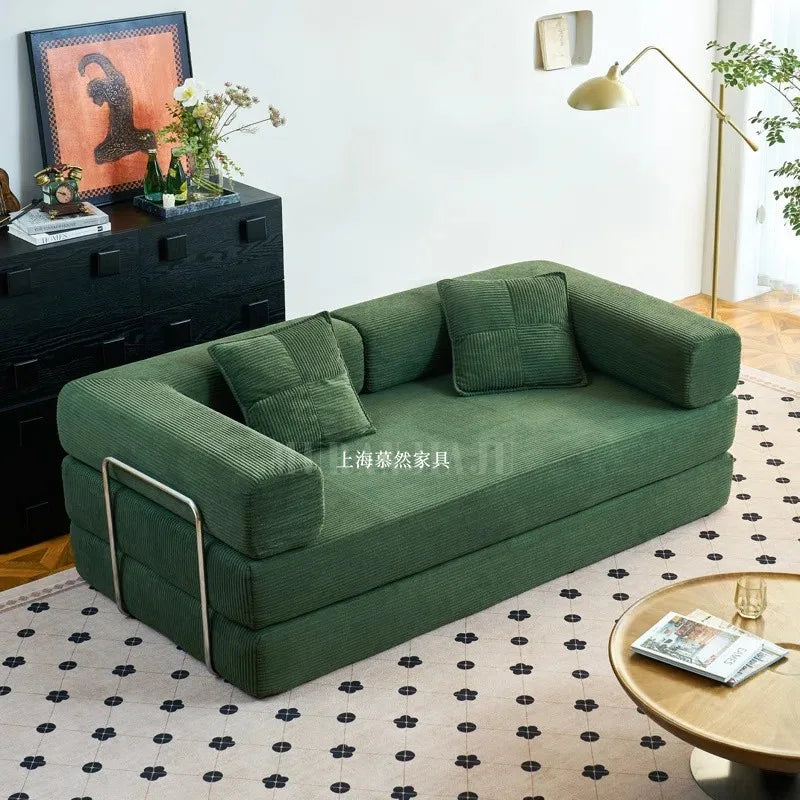 Moroccan Luxury Folding Sofa Bed - Elastic Armrest Lounge with Phone Holder