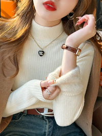 Sweater For Women Winter Thicken Turtleneck Slim Knit Pullover New Warm Plush Velvet Lined Knitwear Jumper Tops Casual Poleras