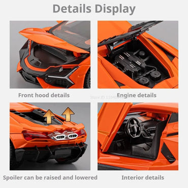Modelo Auto Lamborghini Revuelto V12 GT 1:32 Aleación Diecast - Puertas Abren, Luz, Sonido y Pull Back