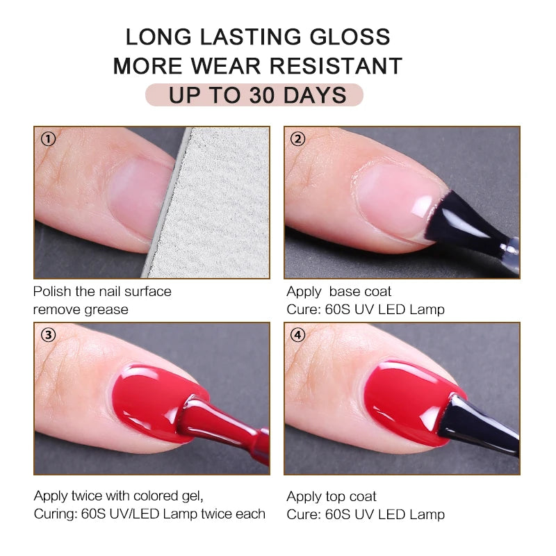No-Wipe Top Coat & Sticky Base Coat UV Gel Polish — Long-Lasting, MSDS Certified, 15ml