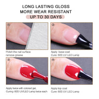 No-Wipe Top Coat & Sticky Base Coat UV Gel Polish — Long-Lasting, MSDS Certified, 15ml