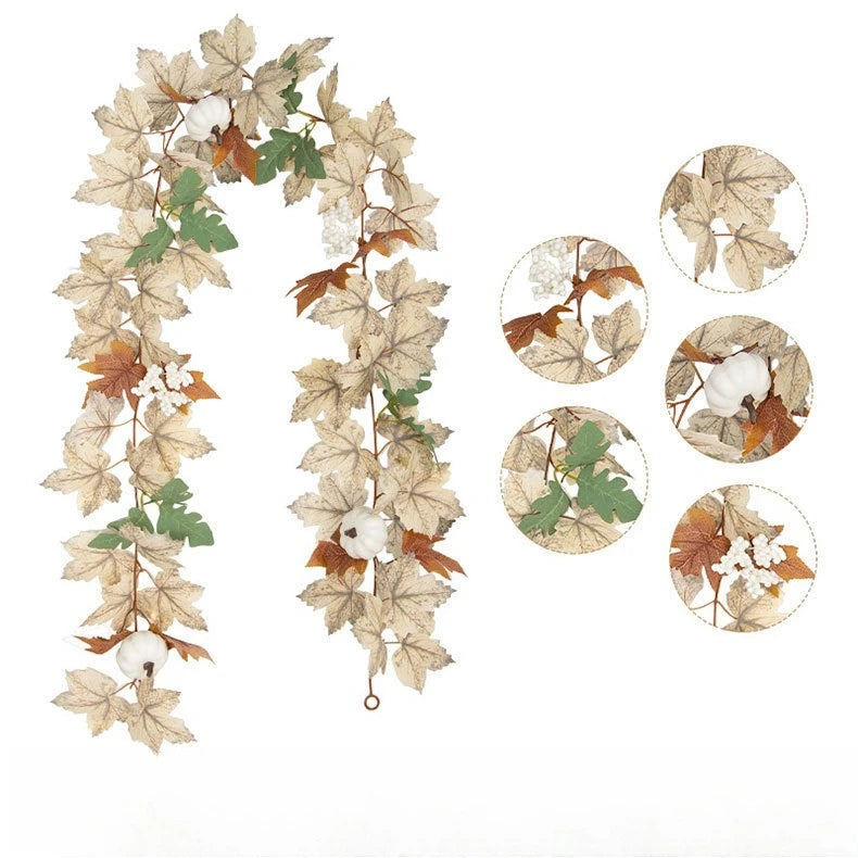 1set Autumn Maple Leaf & Pumpkin Wreath - Perfect for Christmas, and Fall Decor, Festive Wall Hanging