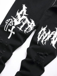 Men's street paint printed jeans and jeans