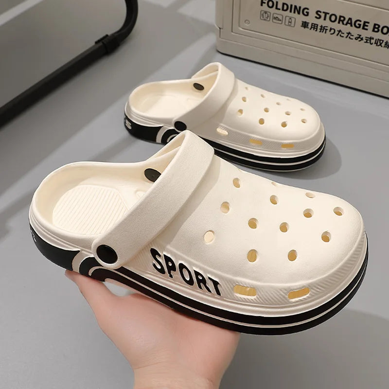 Unisex Perforated Platform Slides - Thick Sole Anti-Slip Summer Sandals