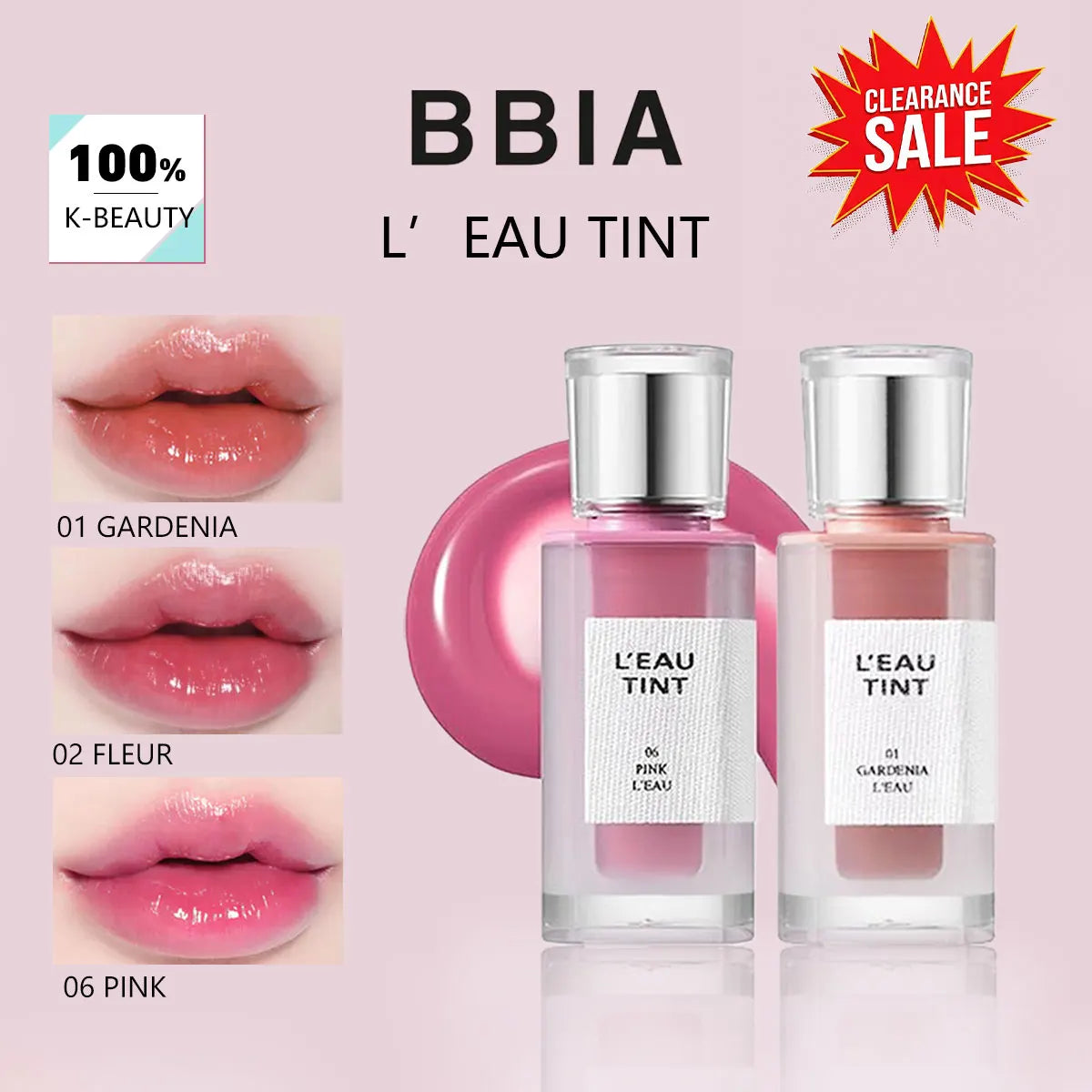 Water-Based Lip Tint — High Shine, Non-Sticky, Glass-Lip Finish, 4.5g