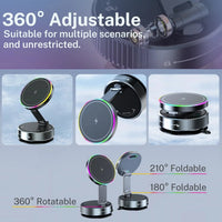 VIKEFON 15W MagSafe Car Mount Wireless Charger – Active Cooling, RGB Light, 360° Adjustable | iPhone 12–16