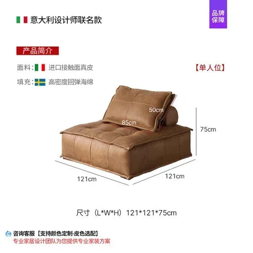 Nordic Luxury Modular Sectional Sofa - Designer Square Lazy Puffs