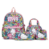Set de 4 Piezas Mochila Escolar Kuromi Hello Kitty - Alta Capacidad para Niñas