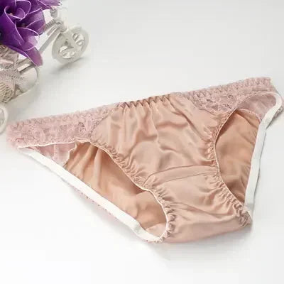 100% Mulberry Silk Panties – Lace G-String Underwear for Women | Breathable & Antibacterial (M–XXL)