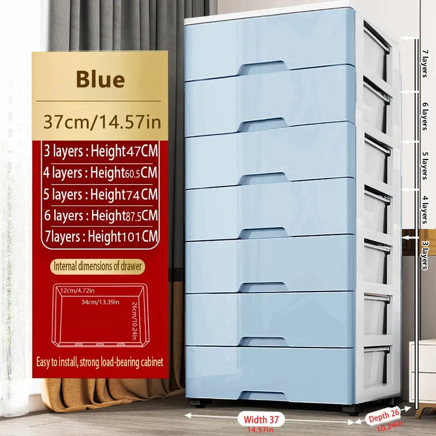 Rolling Drawer Storage Cabinet with Wheels | 3–7 Layer Dustproof Organizer Wardrobe