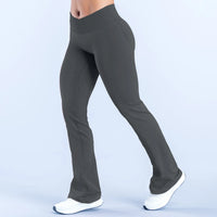 Pantalones Acampanados Yoga Mujer - Cintura Cruzada Seamless Fitness Wide Leg