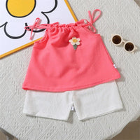 Girls Korean-Style Floral Vest & Shorts Set, 4–6Y