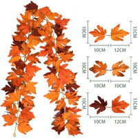 200cm Artificial Vines Red Autumn Maple Leaves Fake Garland For Home Christmas Halloween Thanksgiving Party Fireplace Fall Decor