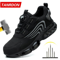 Men's Rotary Dial Safety Shoes - Steel Toe Work Sneakers with Quick-Lace System
