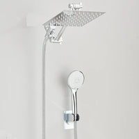 Shower Head Combo 8-12Inch High Pressure Rain Shower Head with Adjustable Extension Arm With 3-way Handheld Shower Spray