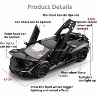 Modelo Auto Lamborghini Revuelto V12 GT 1:32 Aleación Diecast - Puertas Abren, Luz, Sonido y Pull Back