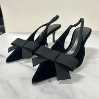 NEW Butterfly-knot Pointed Toe Brand Mules Pumps Women Fashion Elegant Slingbacks Dress Shoes Design Thin Heels Sandals Women