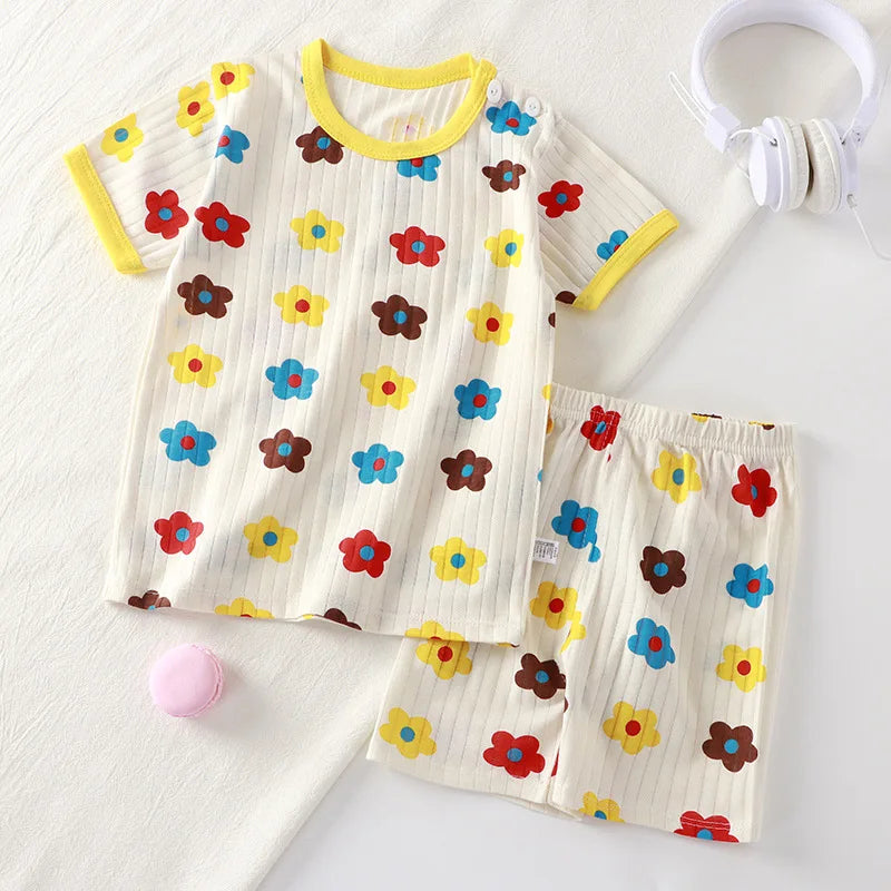 Kids Cartoon Summer Pajama Set - Cotton Blend 2-Piece Sleepwear