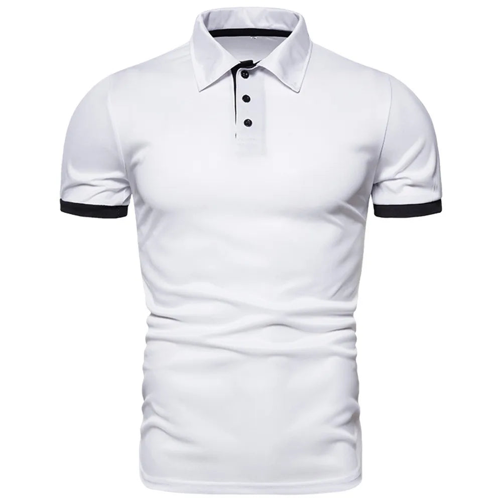 Men's Solid Color Short Sleeve Polo Shirt — Breathable, Everyday Casual