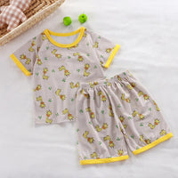Kids Summer Animal Pajama Set - Short Sleeve Cartoon Sleepwear