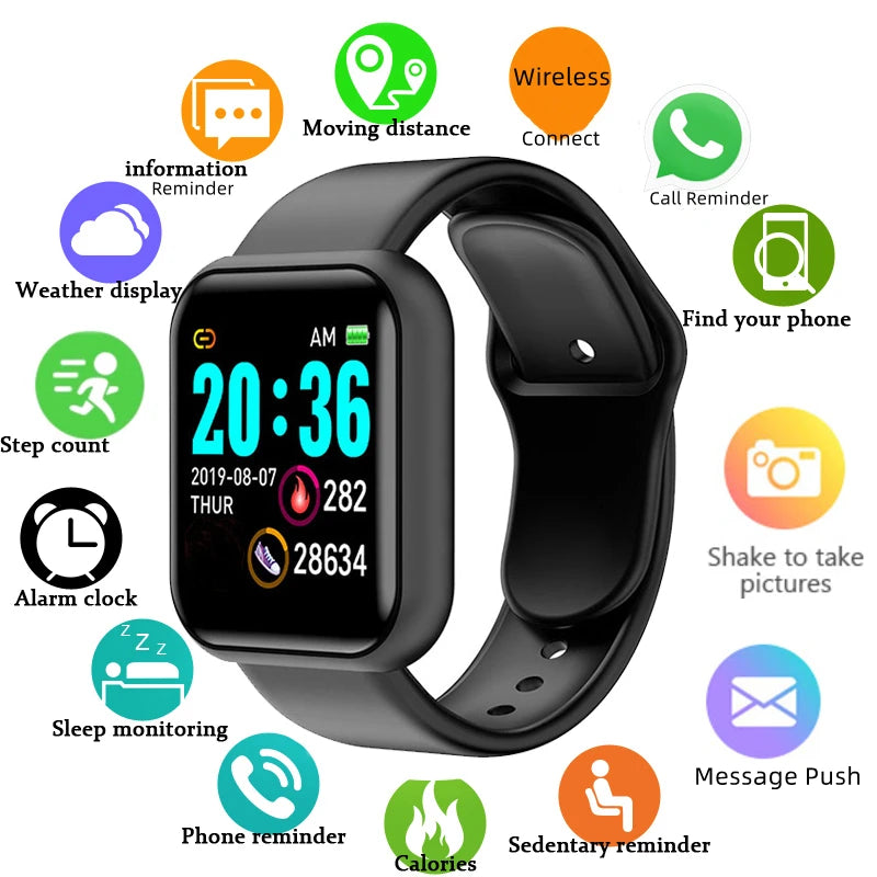 Fitness Smart Bracelet Watch – Heart Rate, Sleep Monitor & Music Player for Men & Women