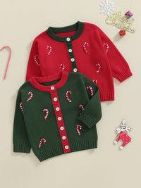 Infant Toddler Christmas Reindeer Knit Cardigan Sweater Long Sleeve Button Down Winter Clothes for Boys Girls with Festive