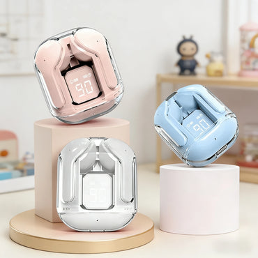 LS T6 ANC TWS Earphones | Bluetooth 5.3 Active Noise Cancelling 20H Battery Fast Charge LED Display Transparent Case