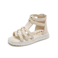Mumoresip Girls Roman Gladiator Sandals - Braided High-Top Summer Shoes