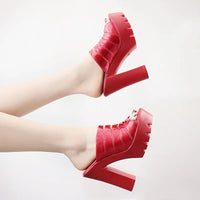 Big Size 32-43 Patent Leather Slippers Women Wedding Shoes Summer 2026 High Heels Slides Ladies Block Heel Platform Slippers