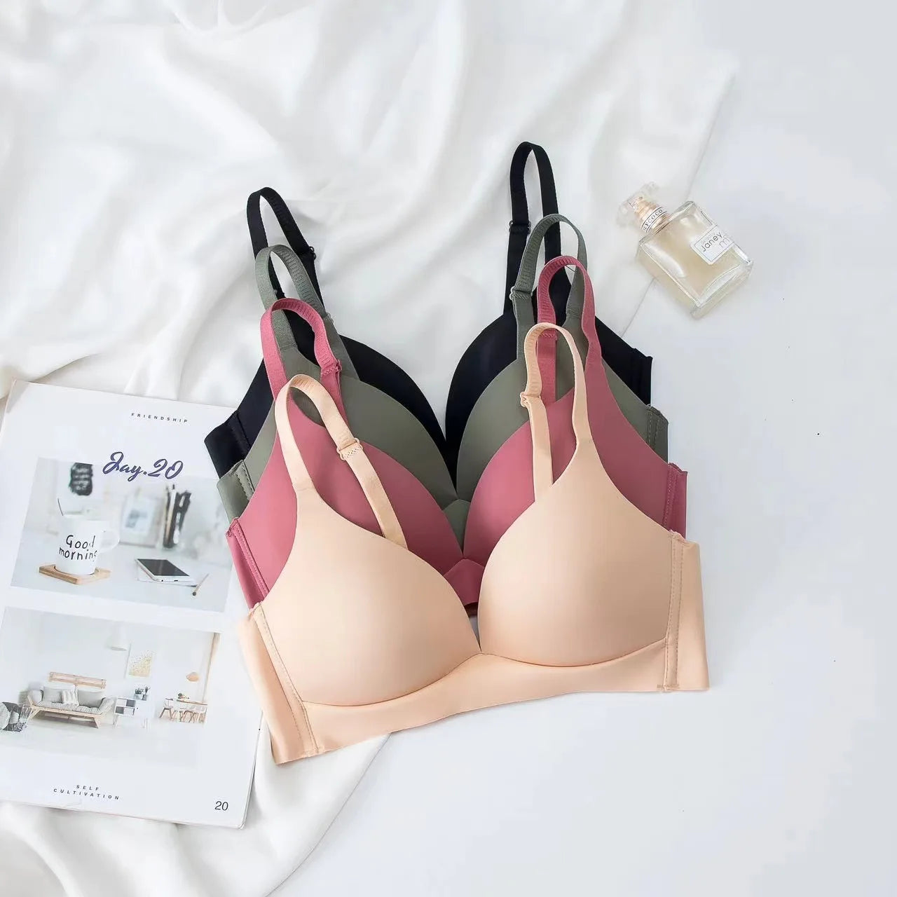 FallSweet 3-Pack Seamless Push-Up Bralette Set | Wireless 3/4 Cup Lingerie
