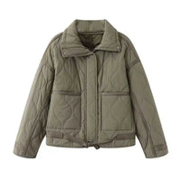 Chaqueta Casual Mujer - Algodón Color Sólido con Cierre Manga Larga
