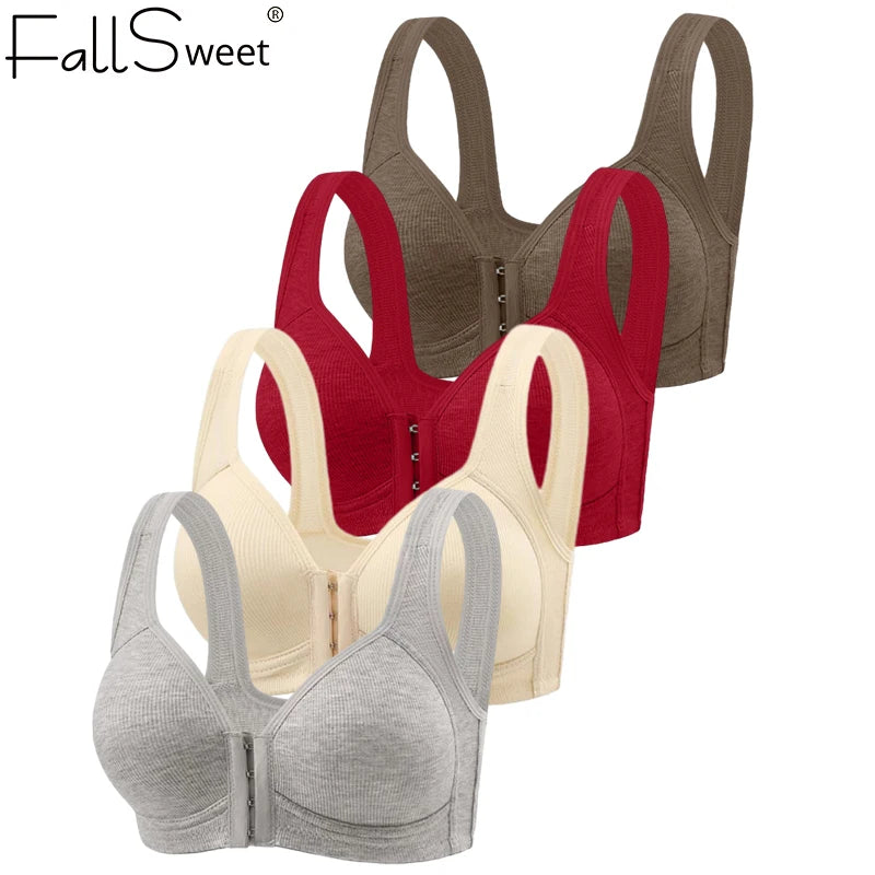 Sostén Sin Costuras FallSweet con Cierre Frontal - Bralette Push Up Sin Aro Cobertura Total