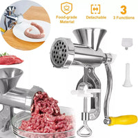 Manual Meat Grinder Silver Aluminum Alloy Powerful Meat Grinder Home Sausage Kitchen Appliances Chop Pepper Supplies Meat Mincer