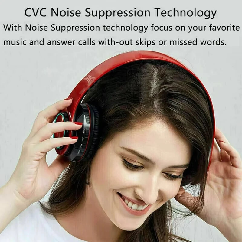 Wireless Bluetooth Headphones with Active Noise Cancellation & RGB Lighting – Over-Ear HIFI Stereo Headset with Mic