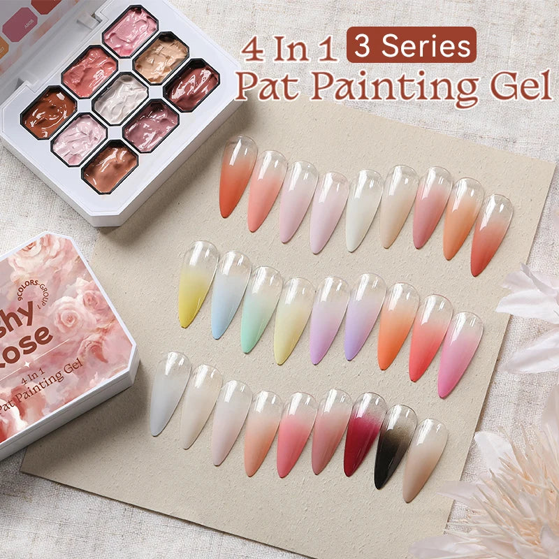 UR SUGAR 4-in-1 Ombre Gel Nail Polish – 9 Colors Pat Painting Gel | Gradient French Nail Art UV LED