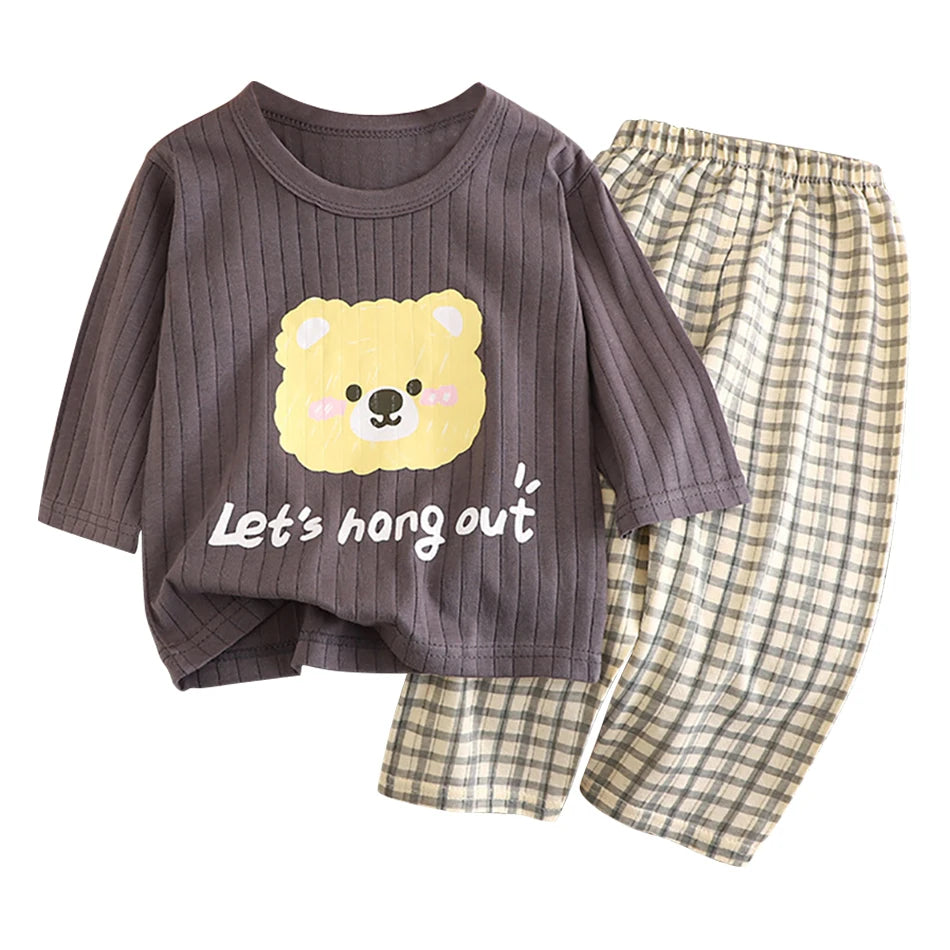 Kids Bear Pajama Set – Cotton Blend Long Sleeve