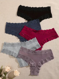 Set de 5 Panties de Algodón con Encaje - Ropa Interior Femenina