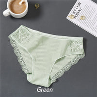 Panties de Algodón con Encaje Floral FINETOO - Lencería Sexy Mujer M-XXL