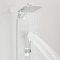Shower Head Combo 8-12Inch High Pressure Rain Shower Head with Adjustable Extension Arm With 3-way Handheld Shower Spray