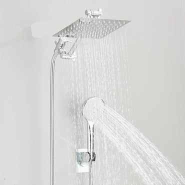 Shower Head Combo 8-12Inch High Pressure Rain Shower Head with Adjustable Extension Arm With 3-way Handheld Shower Spray