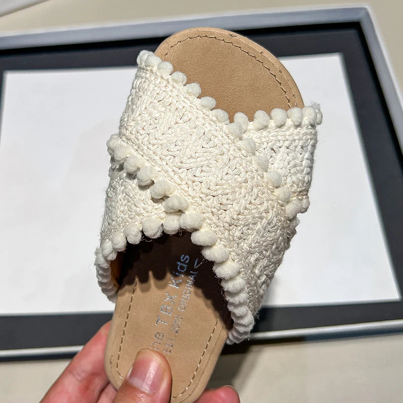 Girls Summer Crochet Strap Sandals - Lightweight Beach Slides