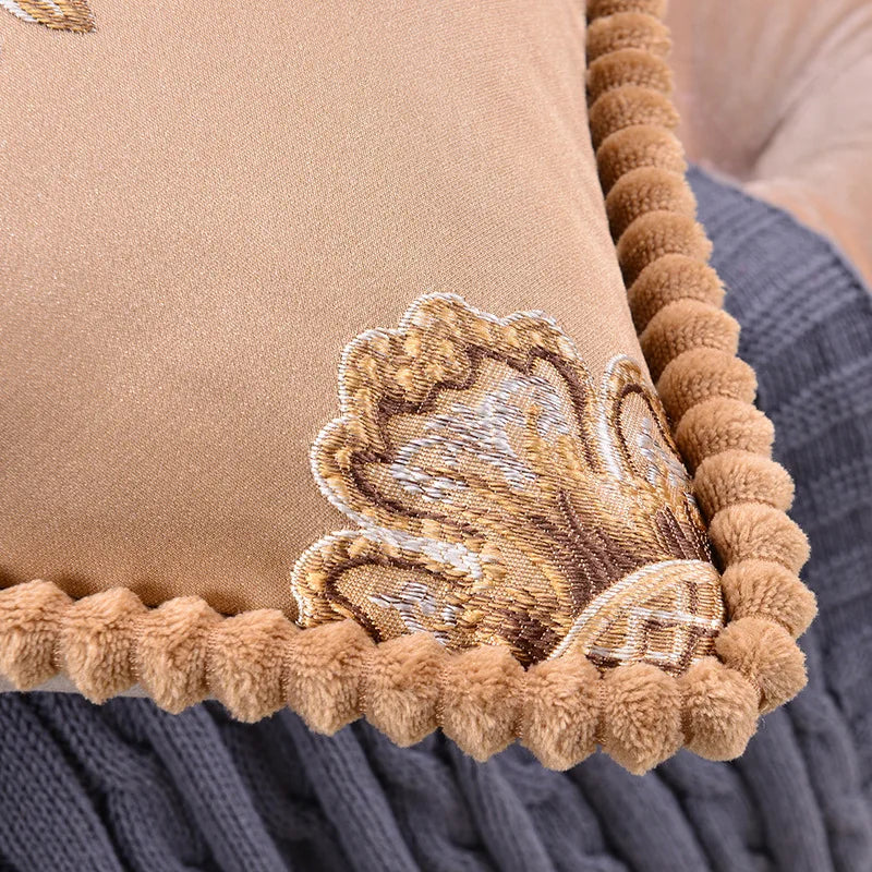 European Jacquard Floral Cushion Cover 48x48cm | Classic Sofa & Chair Pillow Case