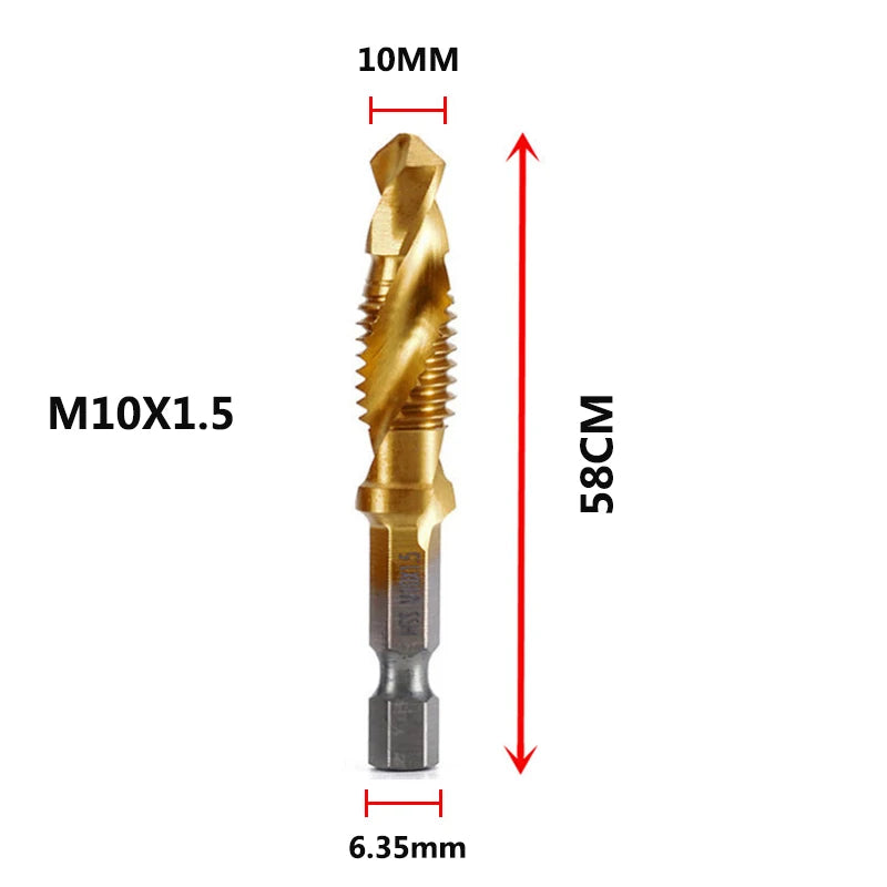 HSS Titanium Metric Tap Drill Bits Set | M3–M10 Thread Taps