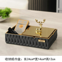 Luxury Resin Desktop Organizer – Ashtray & Tissue Box with Metal Trim