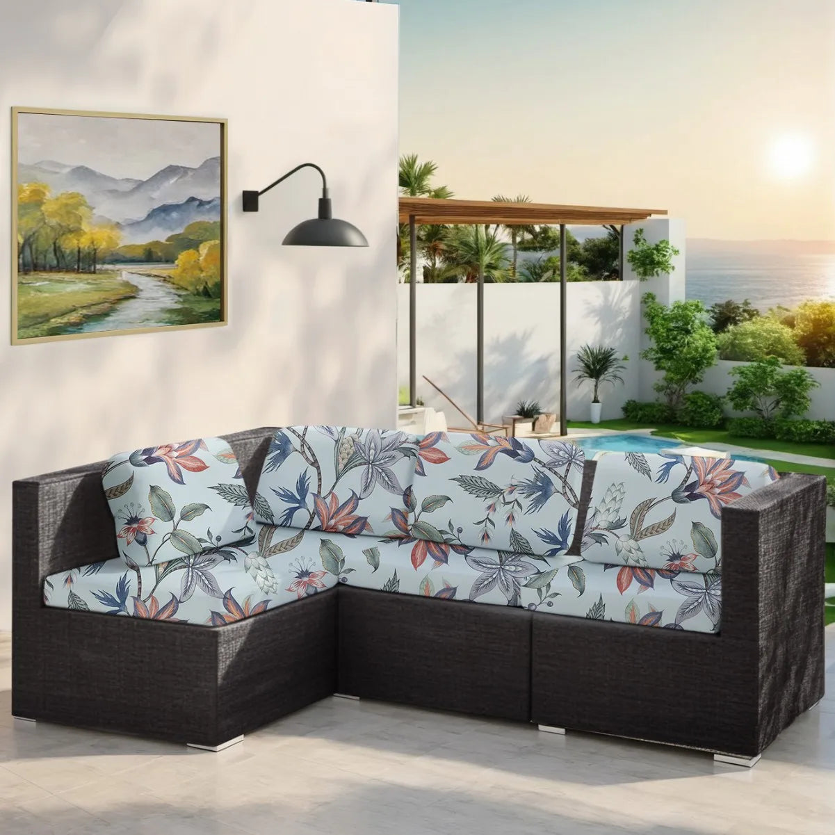 Tropical Leaf Stretch Sofa Covers – Waterproof Outdoor Furniture Protectors