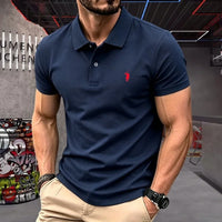 Men's Premium 100% Cotton Polo Shirt — Pony Embroidery, Anti-Wrinkle, Golf & Casual